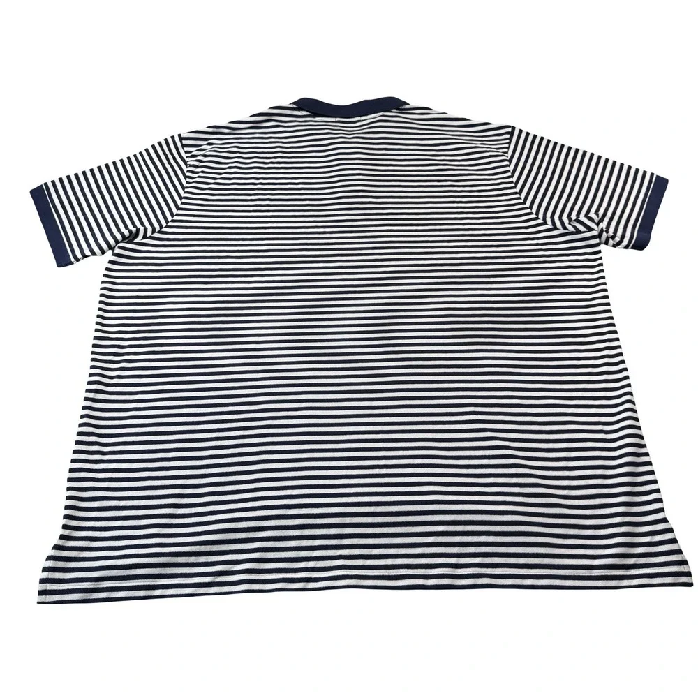 Polo Ralph Lauren White Blue Striped Cotton Red Pony Mens Polo Shirt Size 6XLB